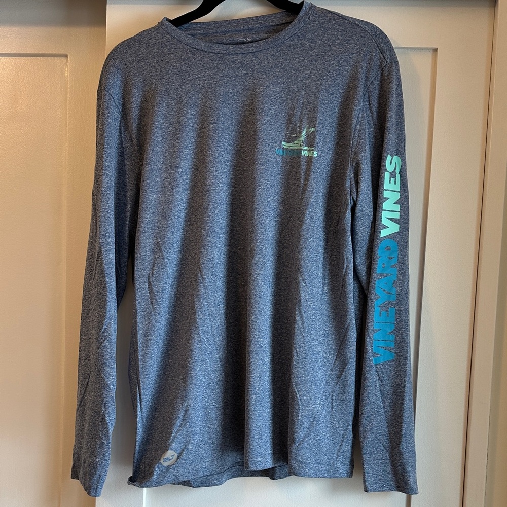 Vineyard Vines Heathered Blue Long Sleeve Tee